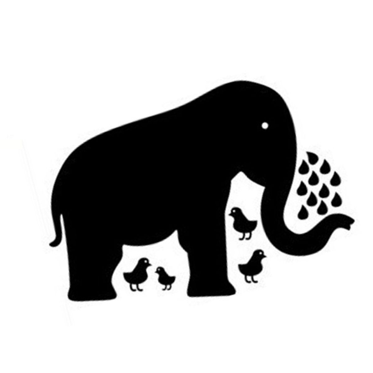 Stor elefant tavle. Wallsticker til kridt. 90x60cm