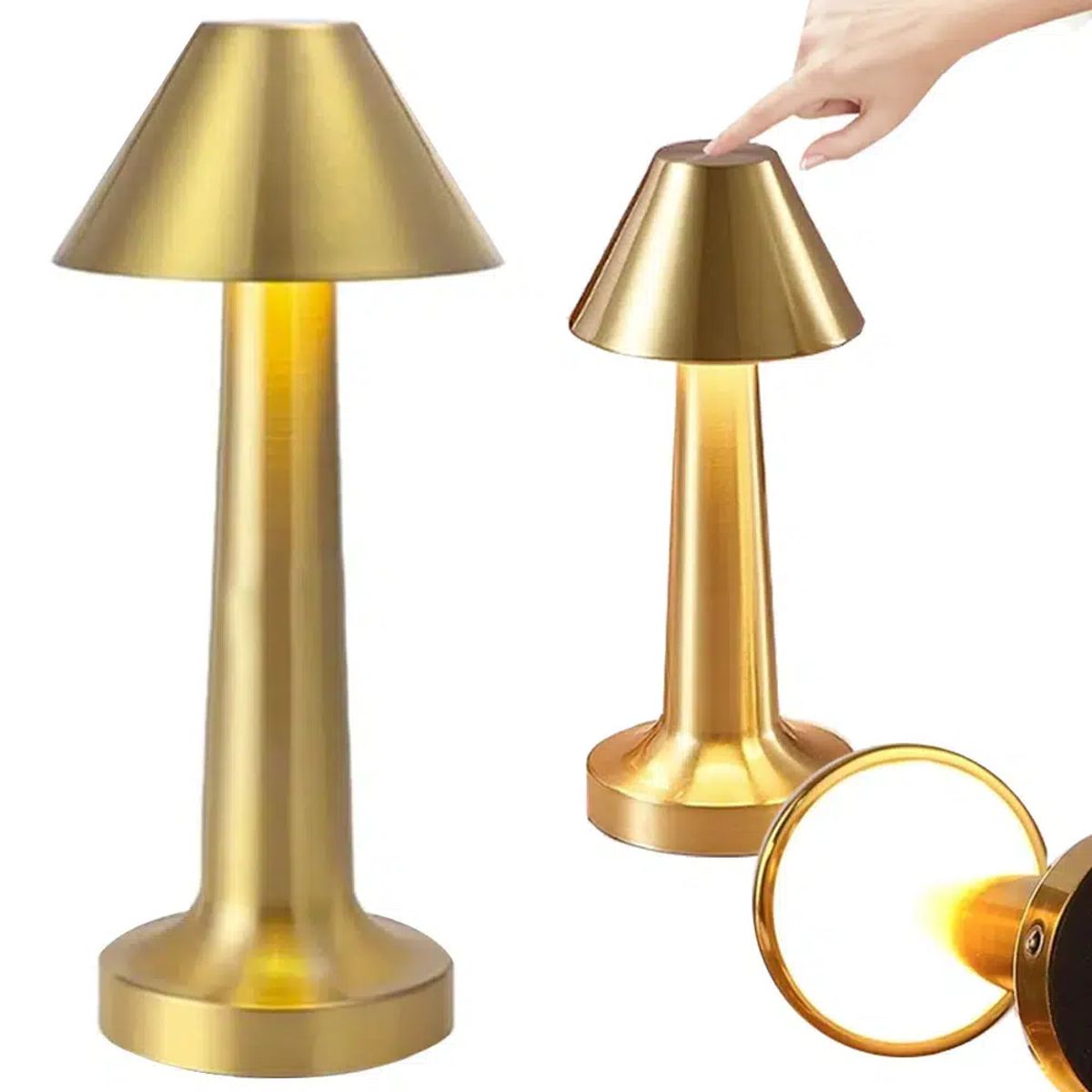 LED Genopladelig bordlampe - Guld - 3-trins touch-lampe