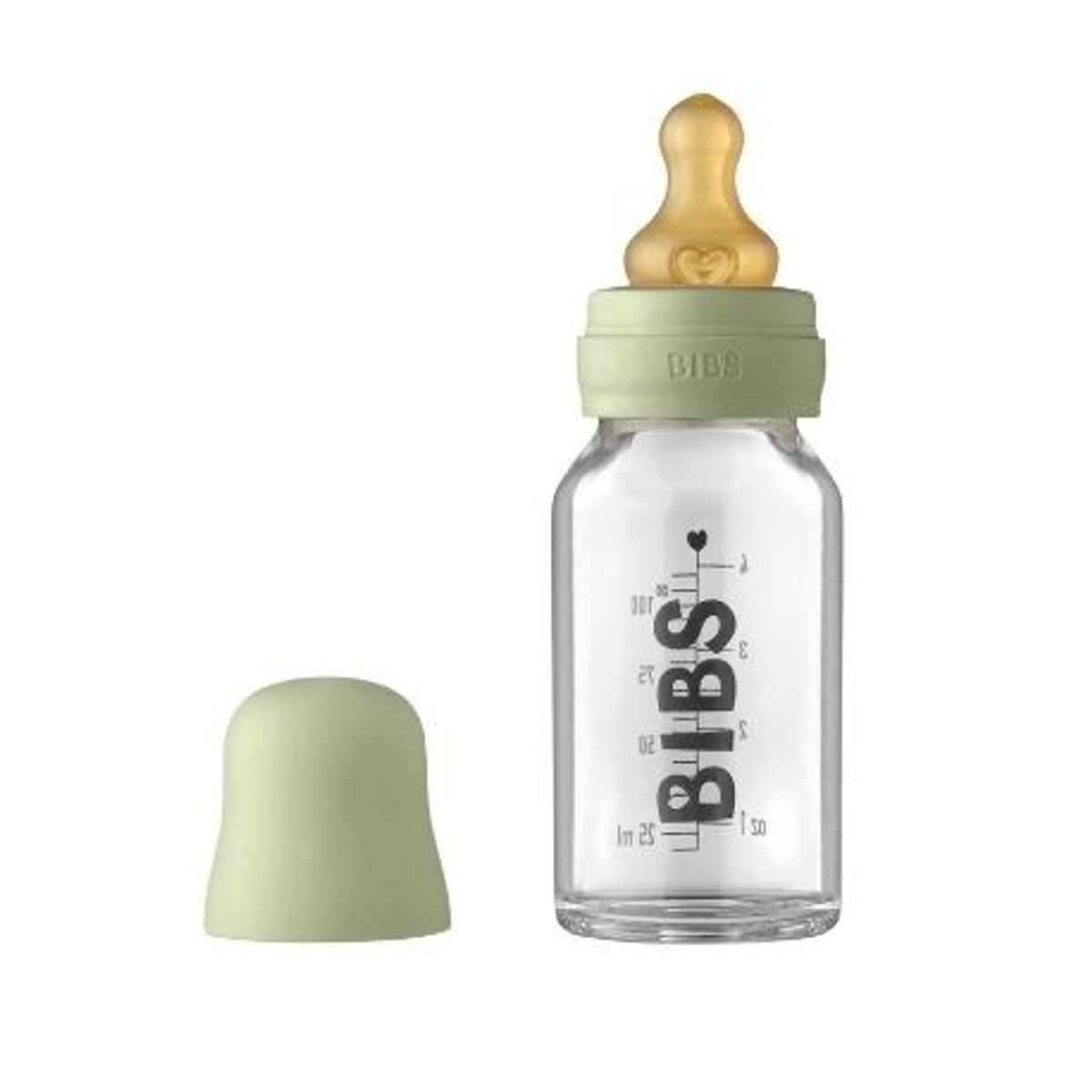 Bibs Baby Glass Bottle, Sutteflaske - Komplet Sæt, 110 Ml