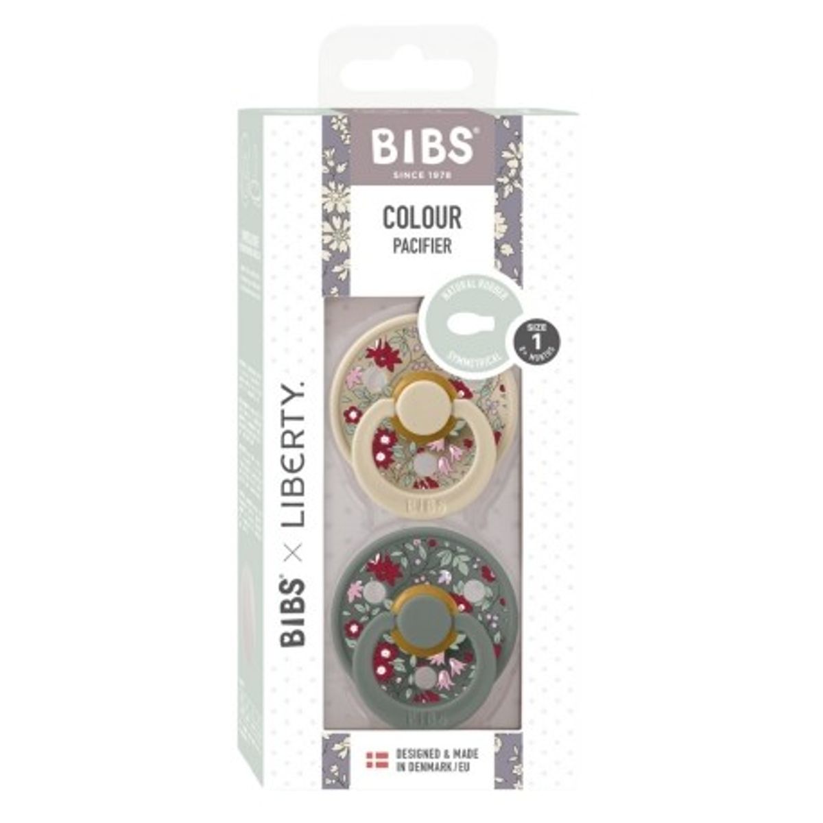 Bibs X Liberty, Colour 2-pak, Str. 1 (0-6 Mdr.), Symmetrisk - Latex