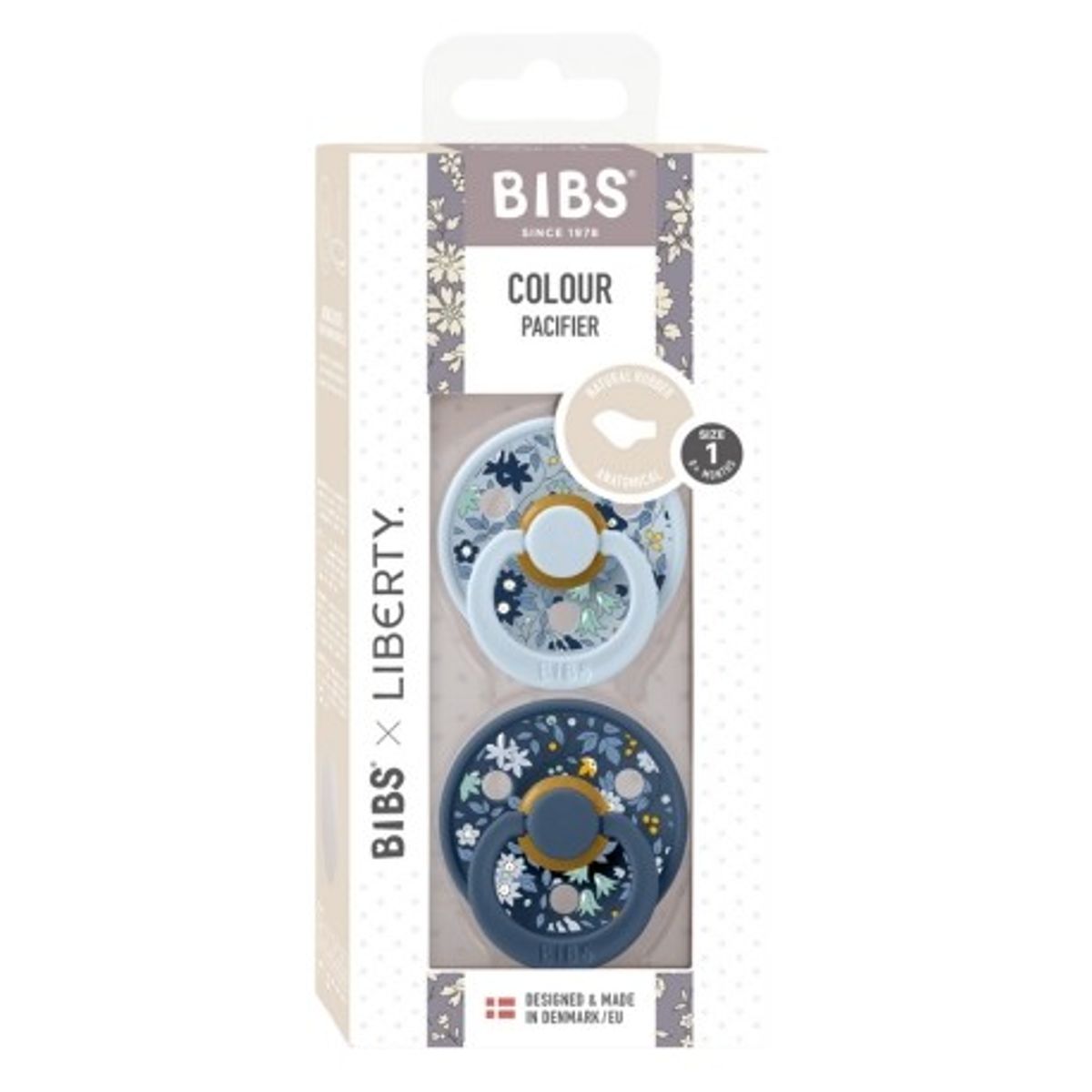 Bibs X Liberty, Colour 2-pak, Str. 1 (0-6 Mdr.), Anatomisk - Latex