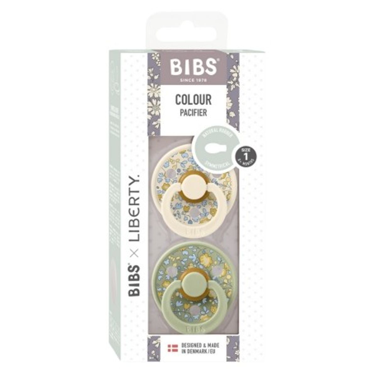 Bibs X Liberty, Colour 2-pak, Str. 1 (0-6 Mdr.), Symmetrisk - Latex