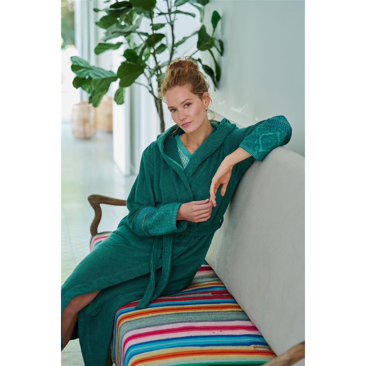 PIP Soft Zellige Bathrobe Green L