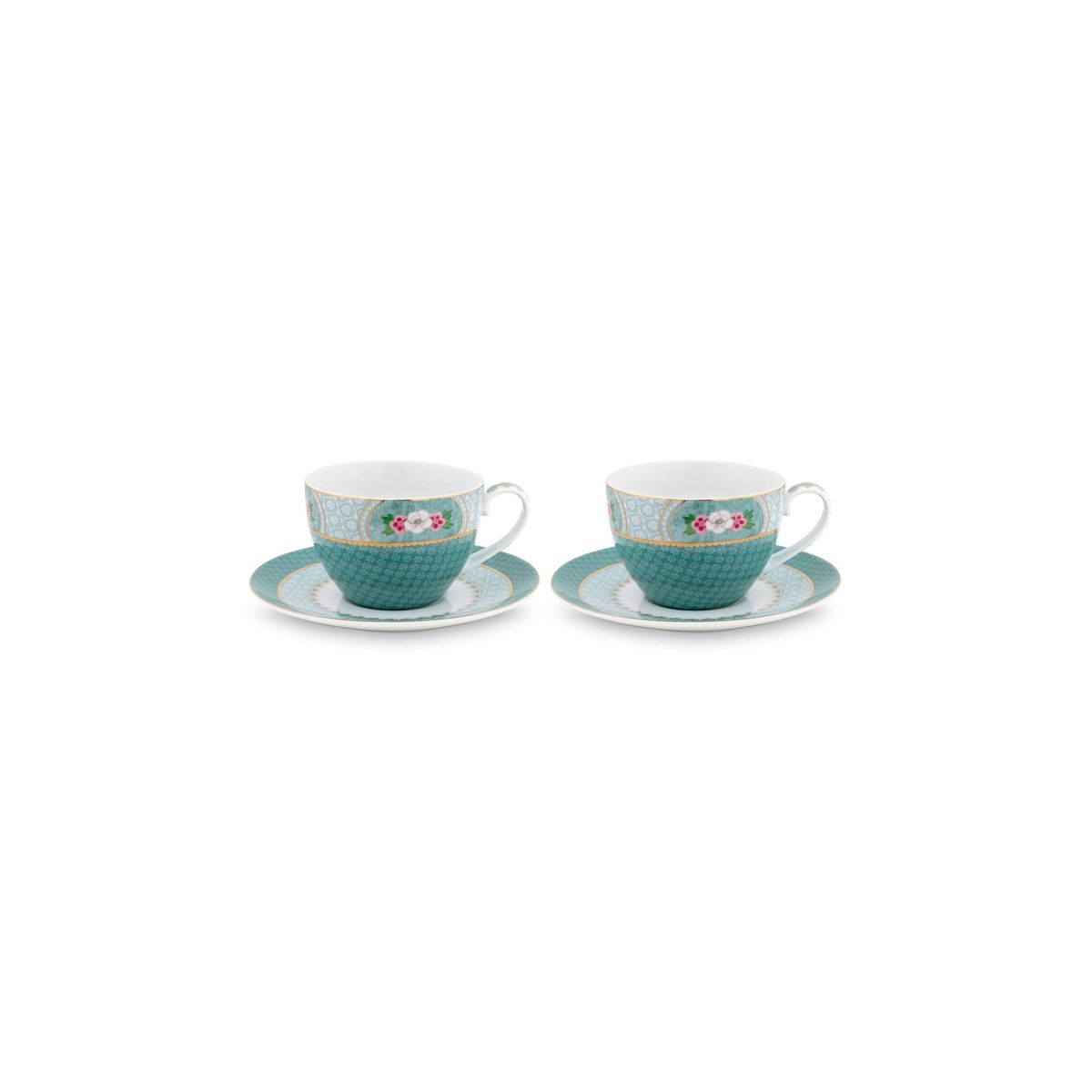 Set/2 Cups & Saucers Blushing Birds Blue 280ml