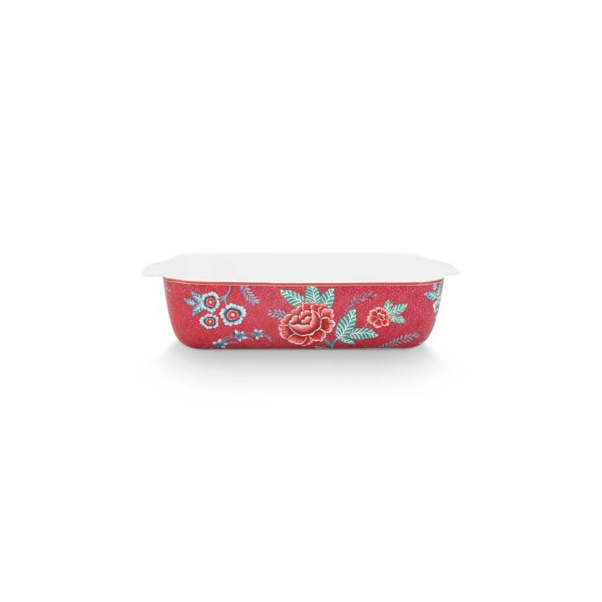 Baking Dish Rectangular Flower Festival Dark Pink 27.5x18.5x