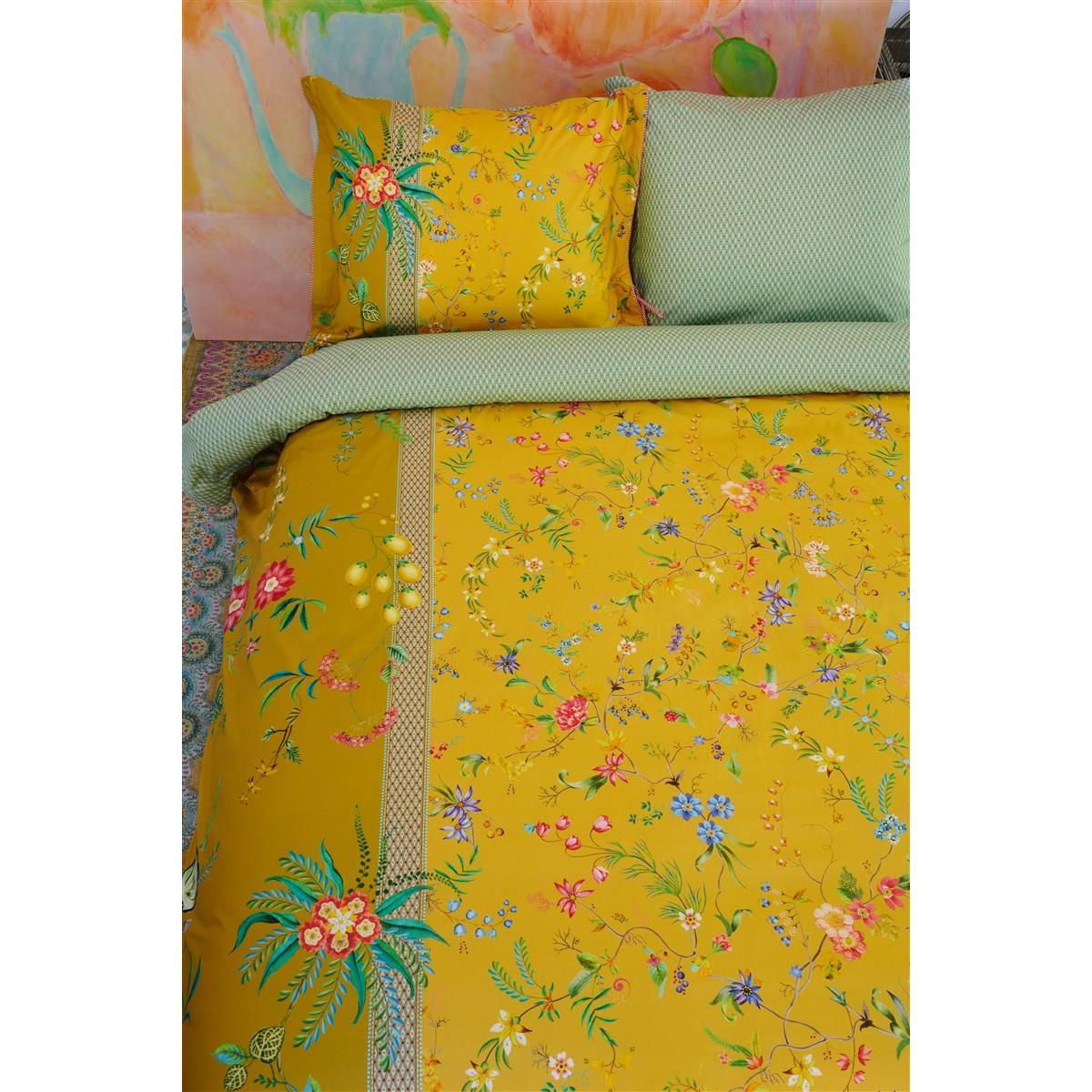 Pip Studio sengetøj duvet covers Petit Fleurs yellow -140 x 220 + 60 x 63