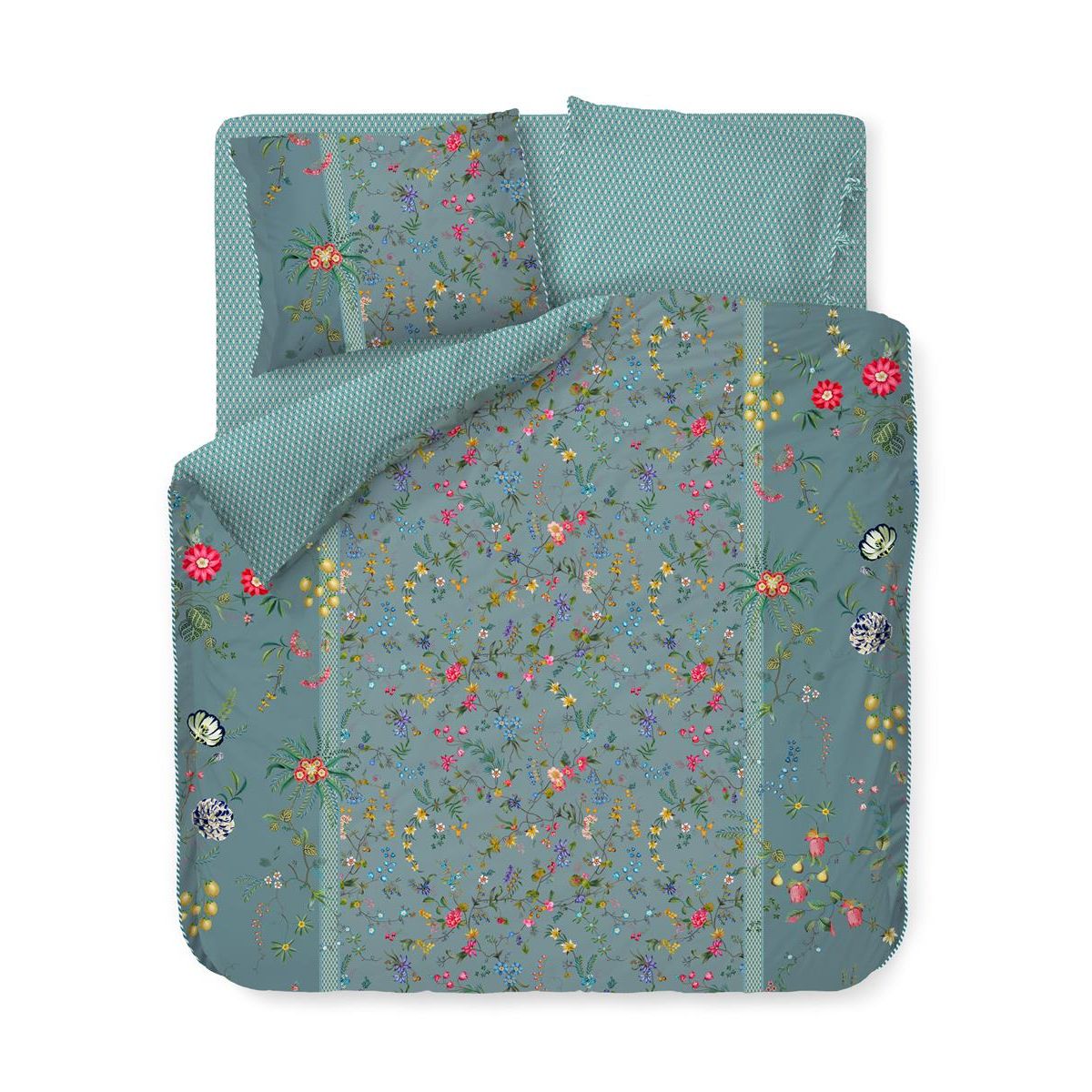 Pip Studio sengetøj til dobbeltdyne Petit Fleurs Blue -200 x 200 + 2 stk. 60 x 63