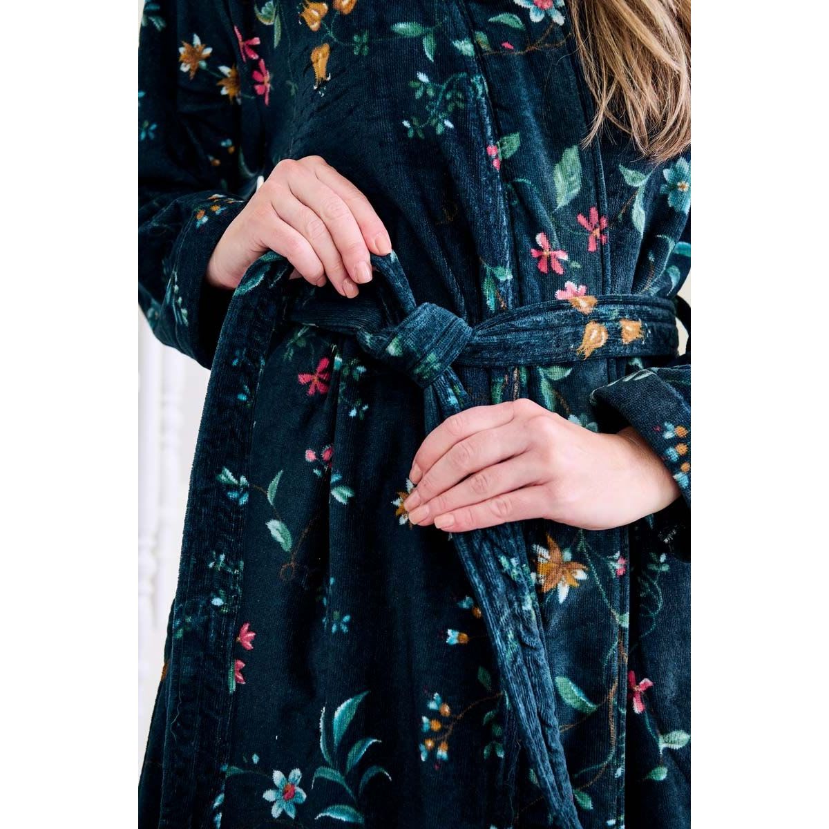 Pip Studio Badekåbe Les Fleurs Dark Blue XS