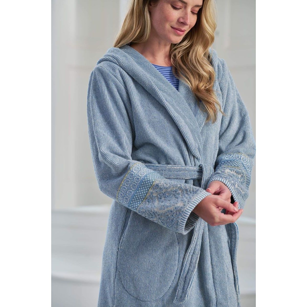 PIP Soft Zellige Bathrobe Blue Grey M