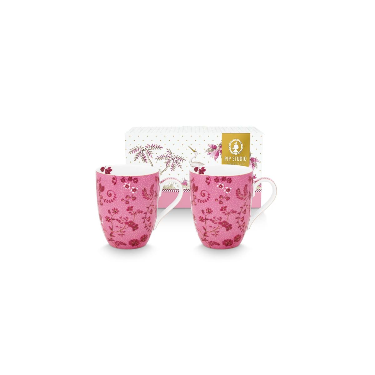 Pip Studio Set/2 Mugs Large Jolie Flowers Pink 350ml