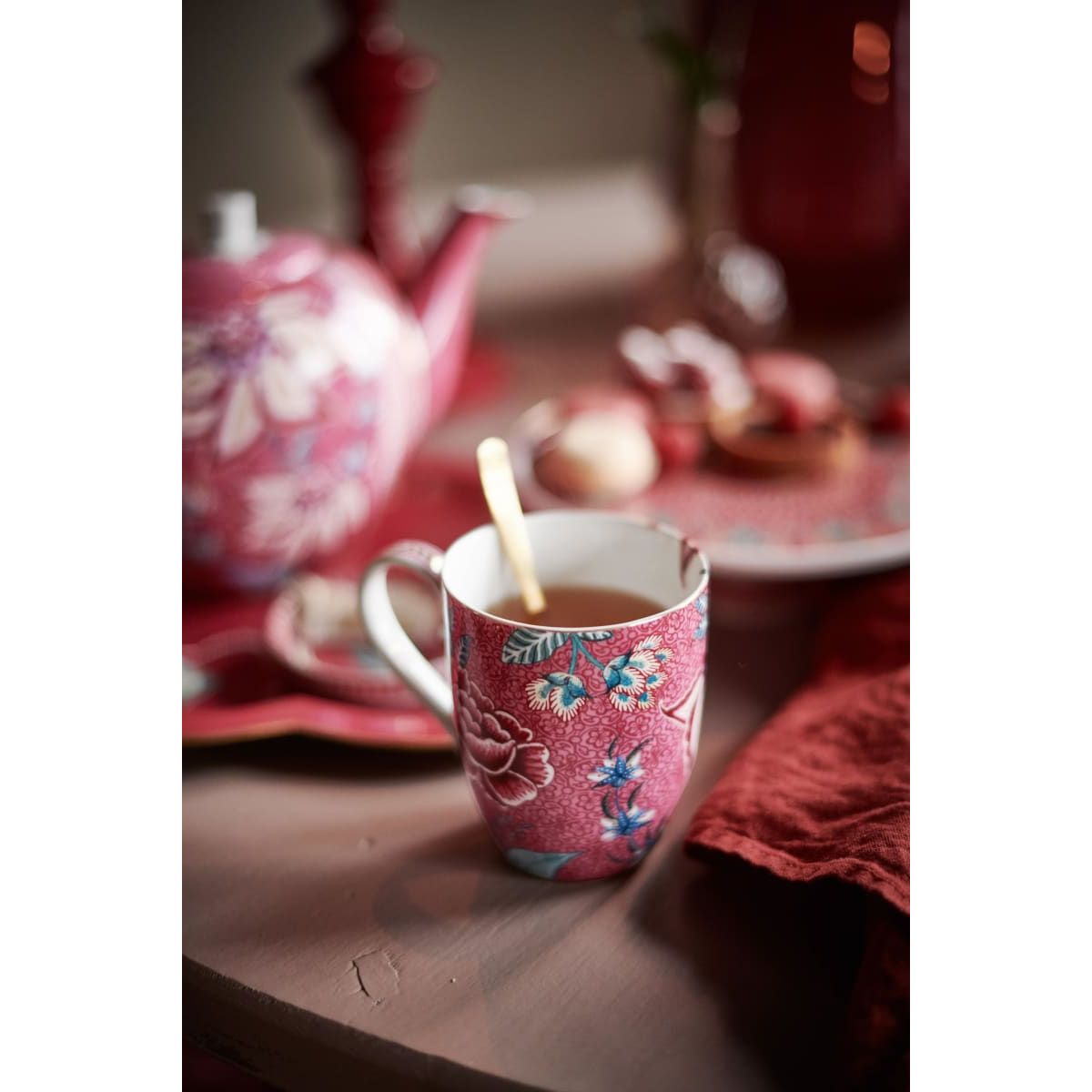 Mug Large Flower Festival Dark Pink 350ml