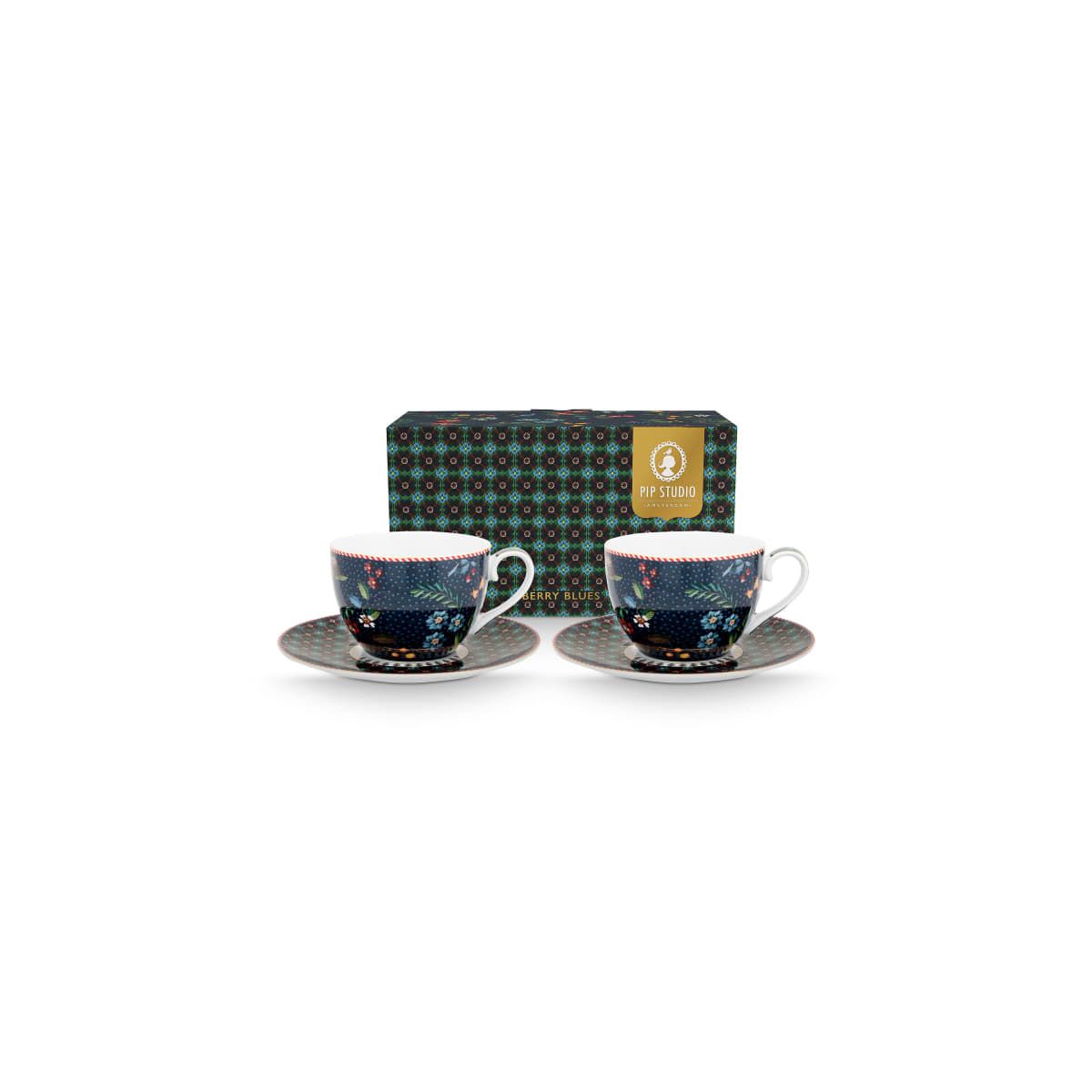 Set/2 Cups and Saucers Berry Blues 280ml