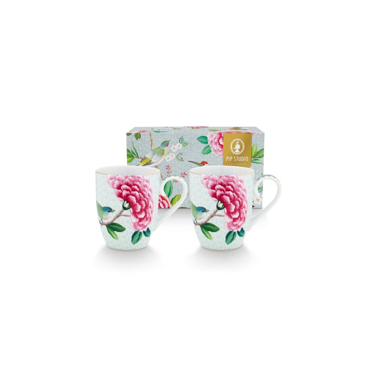 Set/2 Mugs Large Blushing Birds White 350ml