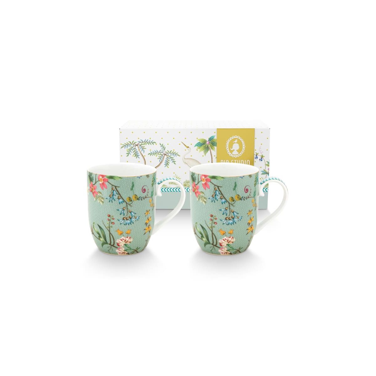 Set/2 Mugs Small Jolie Flowers Blue 145ml