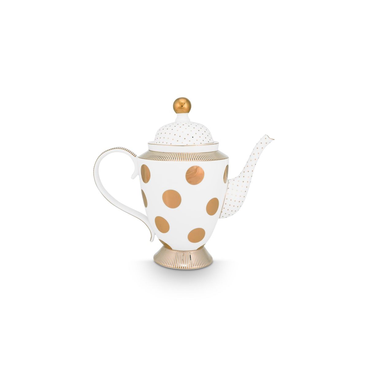 Teapot Dot Delight White-Gold 1.25ltr