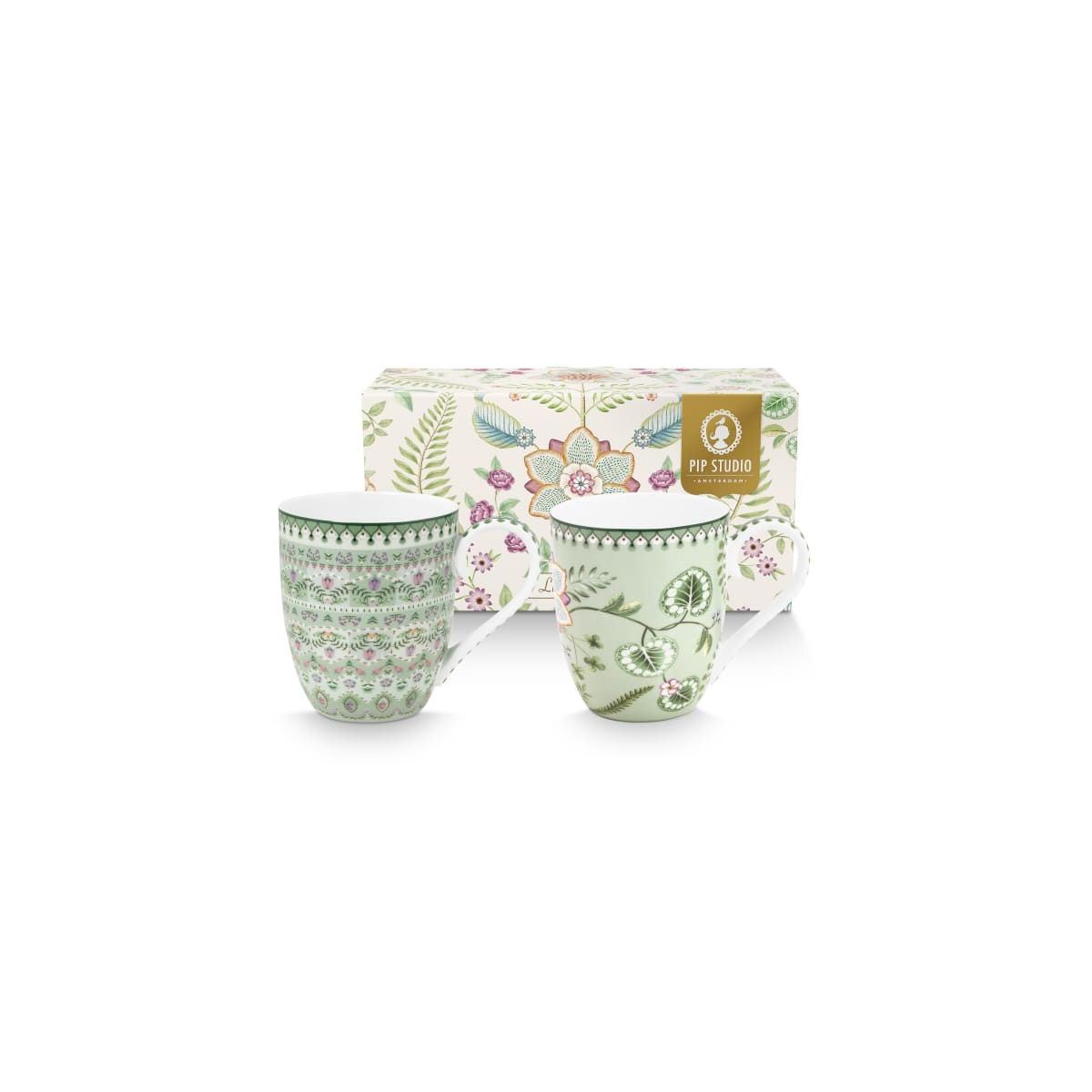 Pip Studio Set/2 Mugs XL Lily&Lotus Light Green 450ml