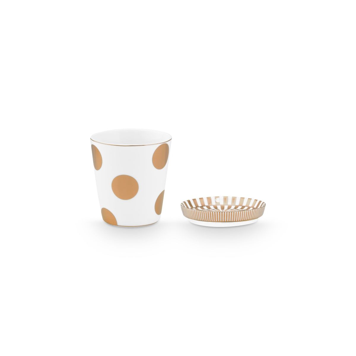 Set/2 Mug Small without Ear & Tea Tip Dot Delight White-Gold