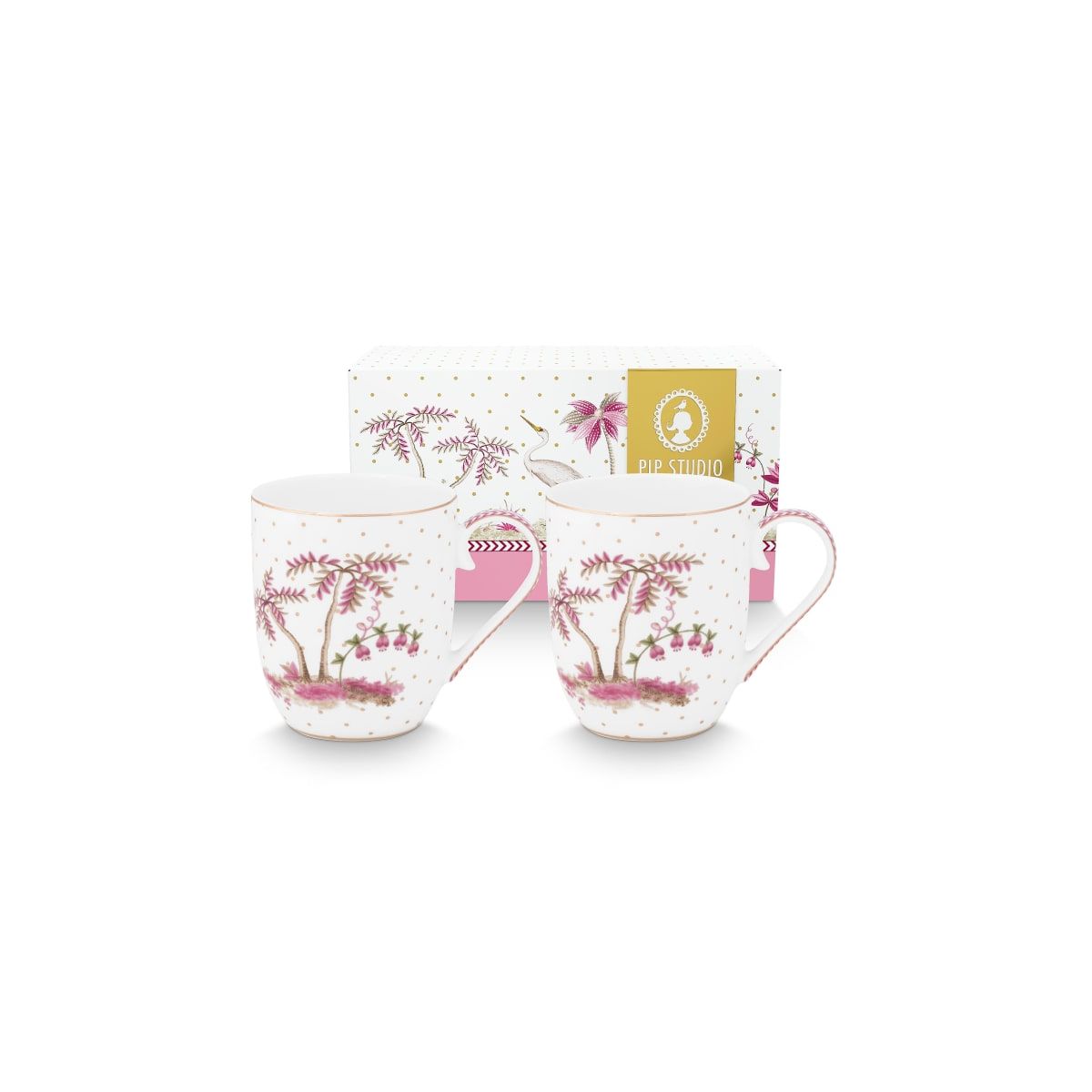 Pip Studio Set/2 Mugs Small Jolie Dots Gold Pink 145ml