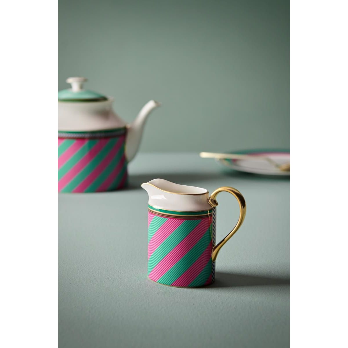 Jug Small Chique Stripes Pink-Green 260ml