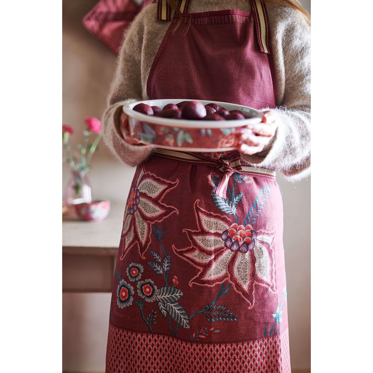 Apron Flower Festival Dark Pink 85x88cm