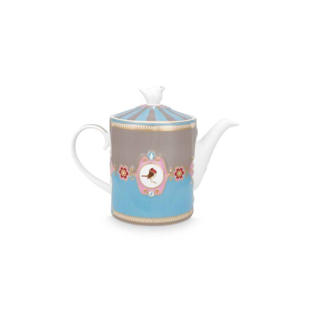 Teapot Love Birds Medallion Blue-Khaki 1.3ltr