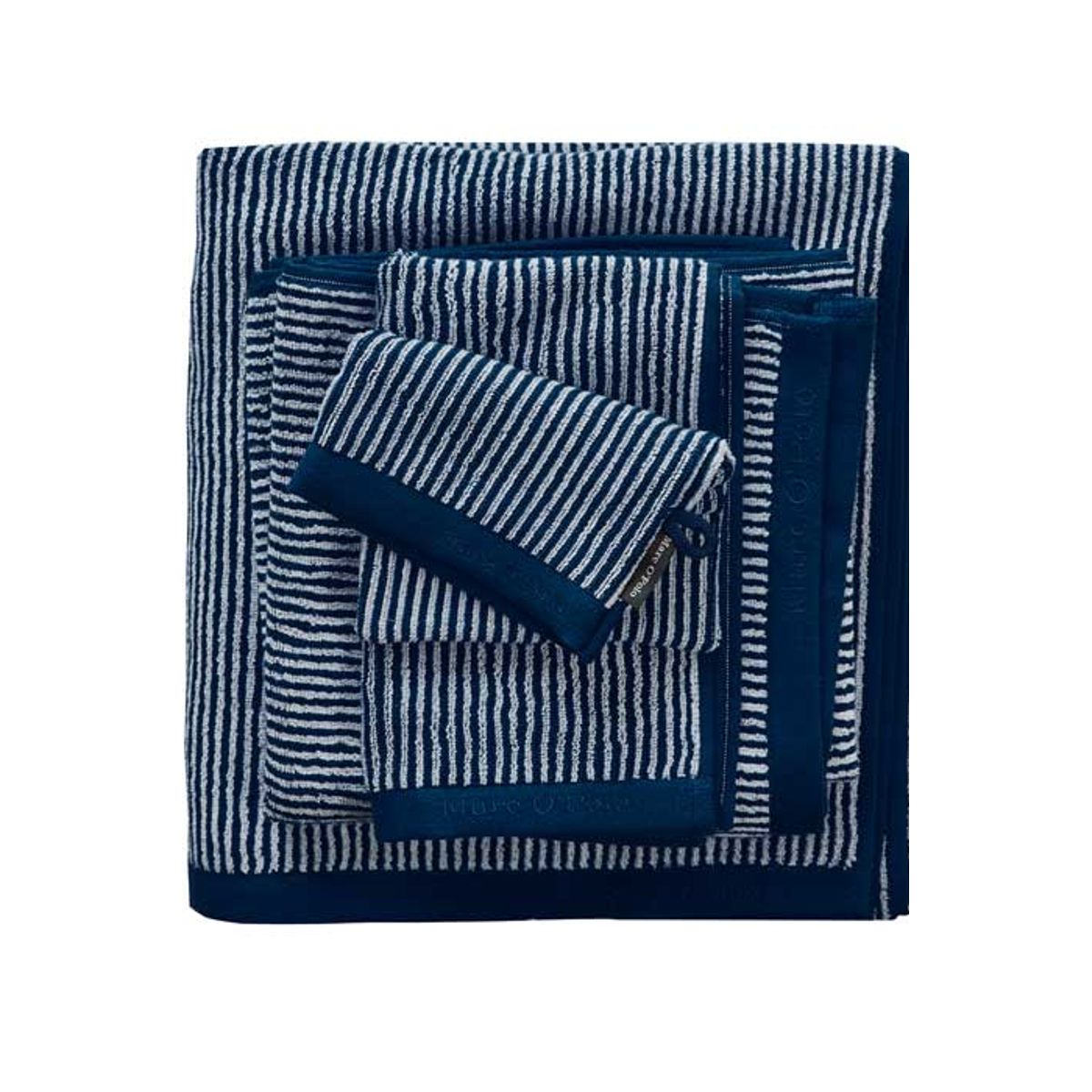 Marc Ó Polo Timeless Stripe Håndklæder Navy - Vaskehandske