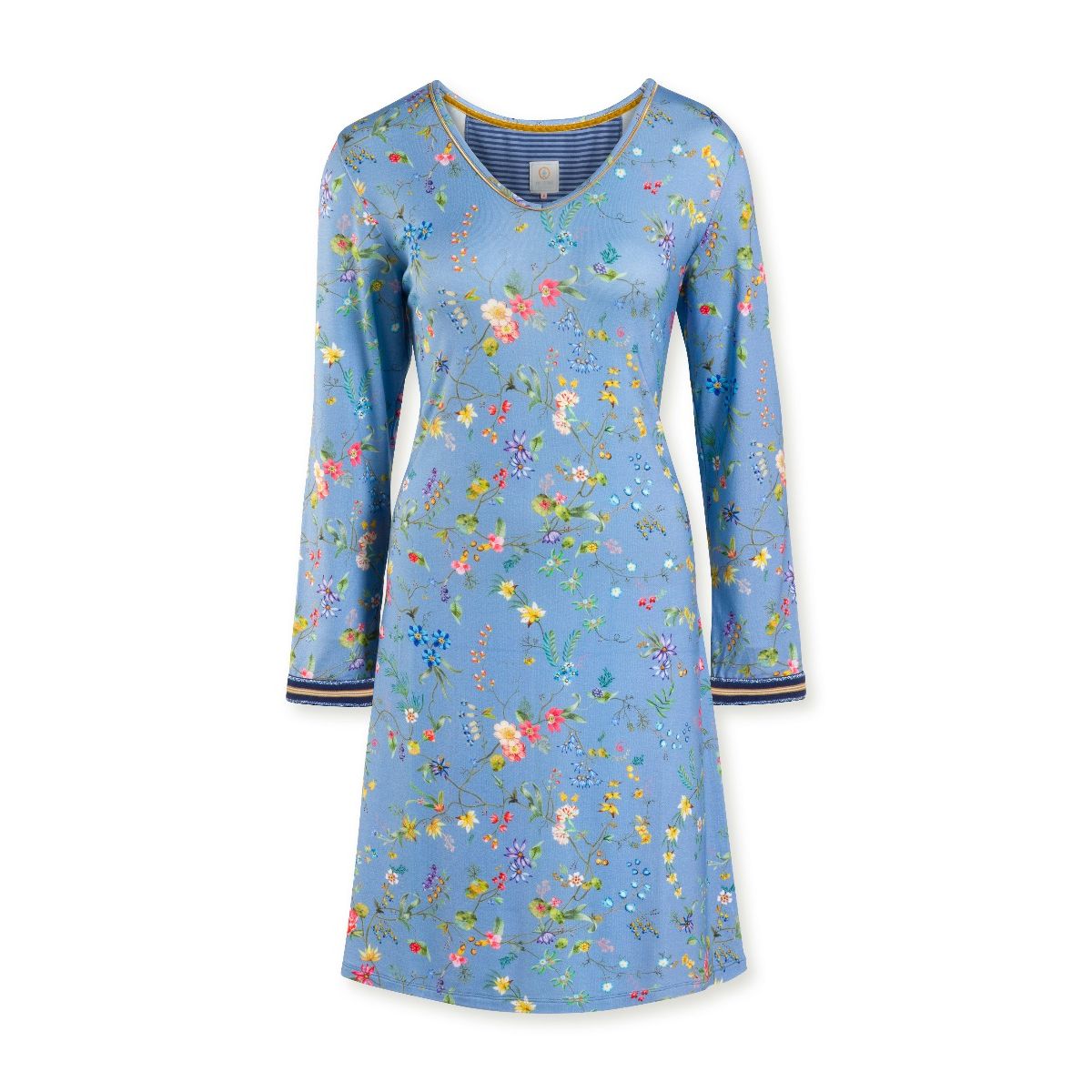 Pip Studio Night Dress Long Sleeve Petites Fleurs Big Light Blue-Medium