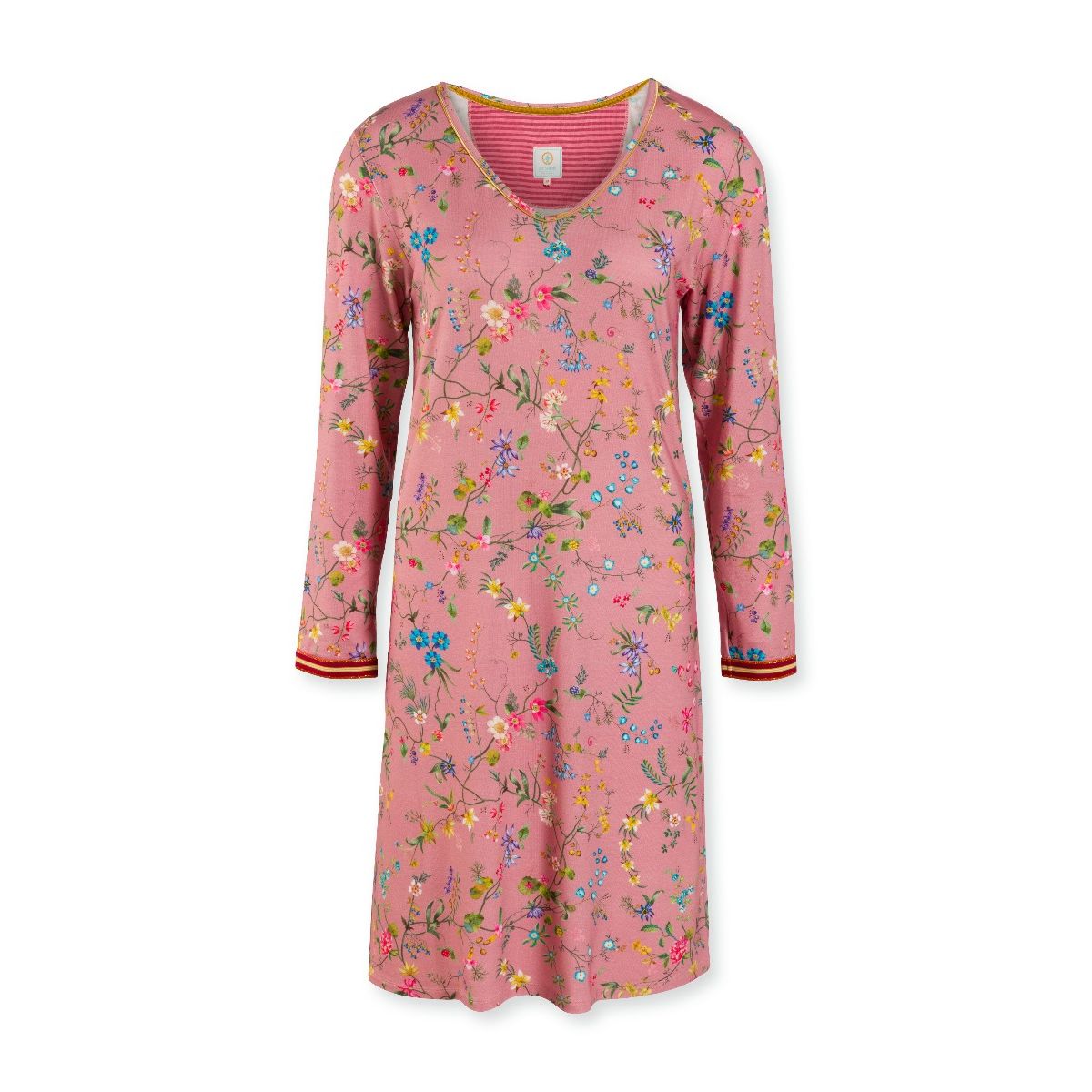 Pip Studio Night Dress Long Sleeve Petites Fleurs Big Pink-Medium