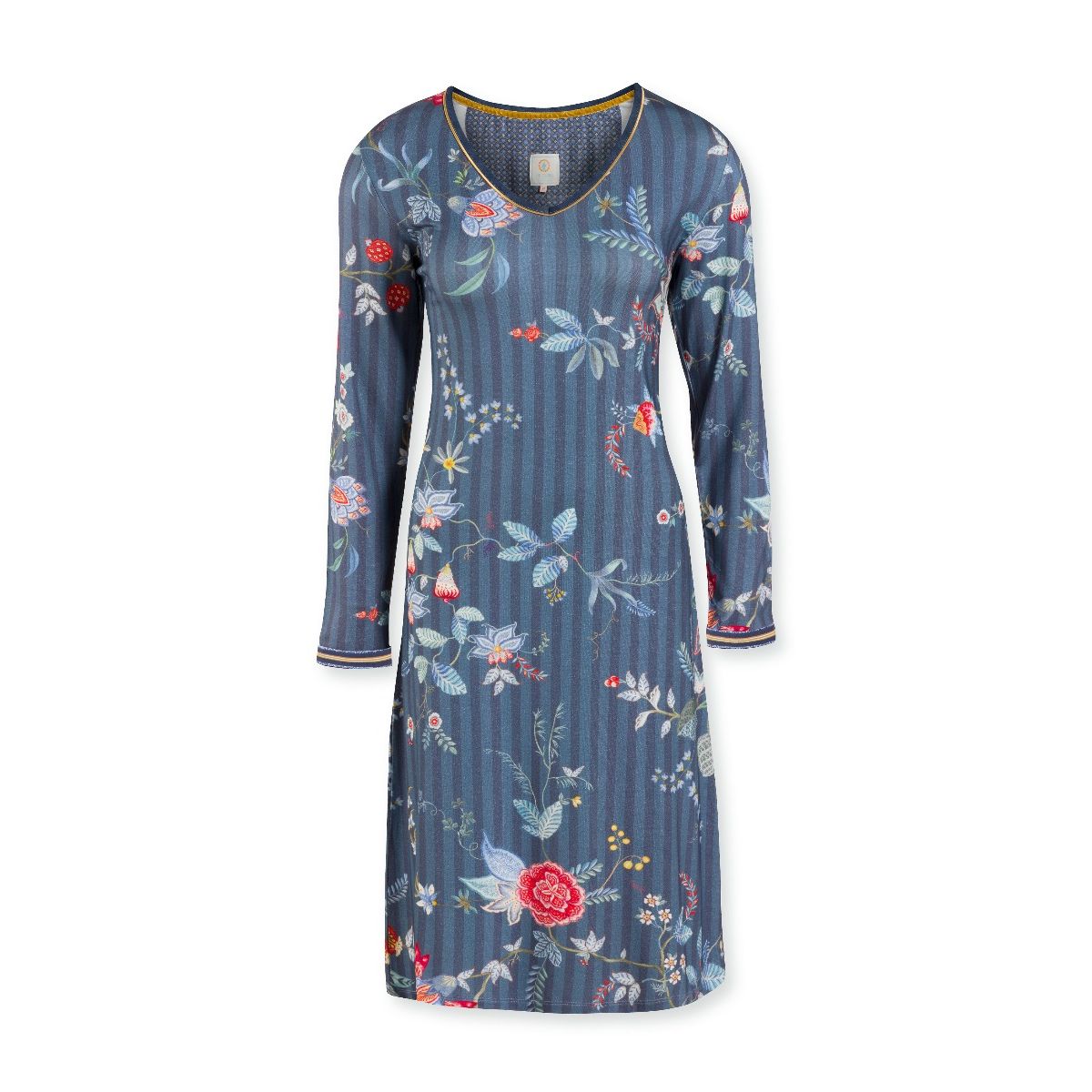 Pip Studio Night Dress Long Sleeve Flower Festival Dark Blue-Small