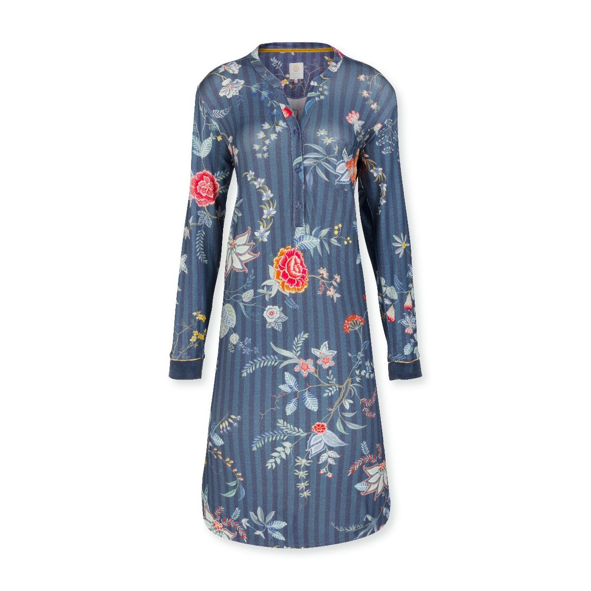 Pip Studio Night Dress Long Sleeve Diogo Flower Festival Dark Blue-X-Large