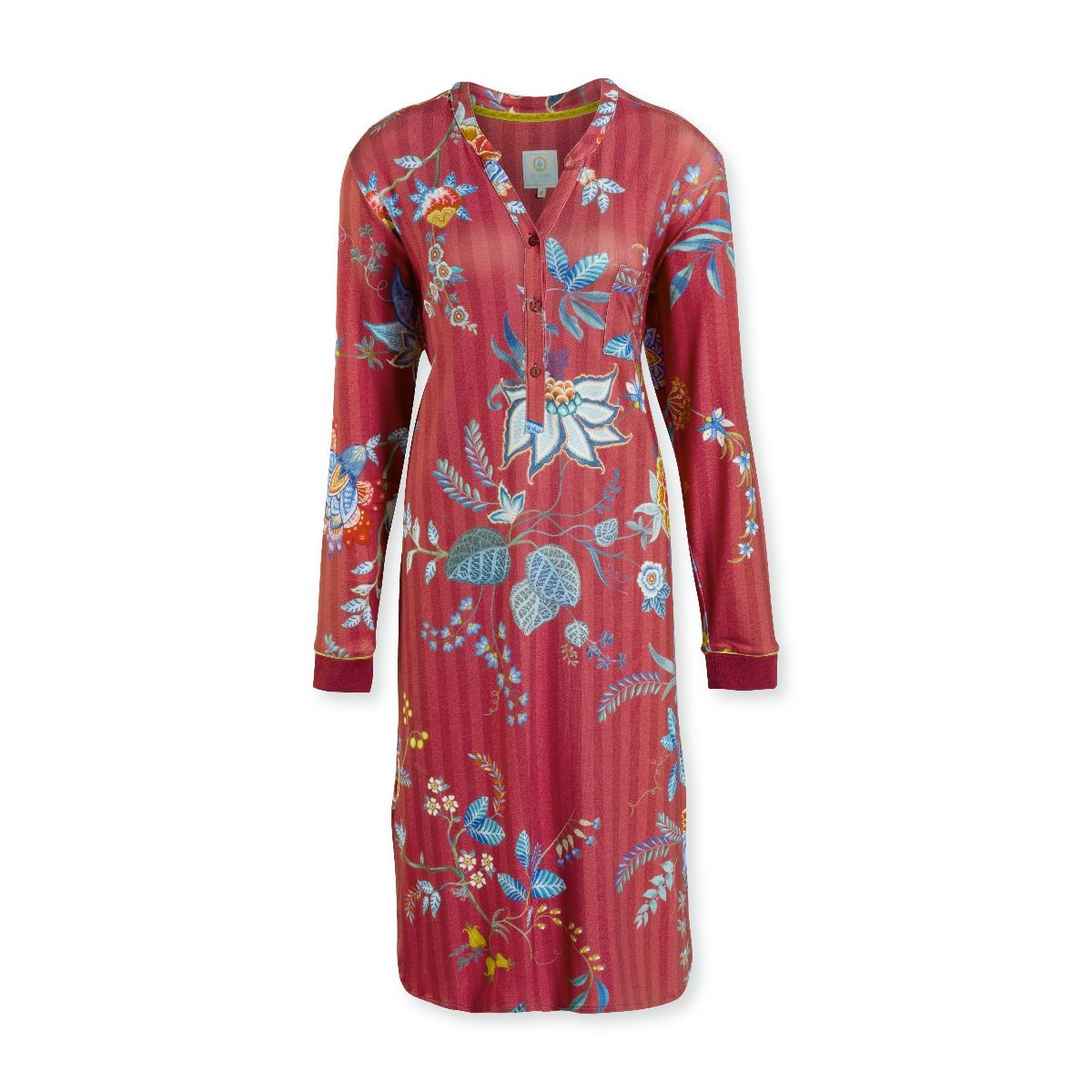 Pip Studio Night Dress Long Sleeve Diogo Flower Festival Red-Medium