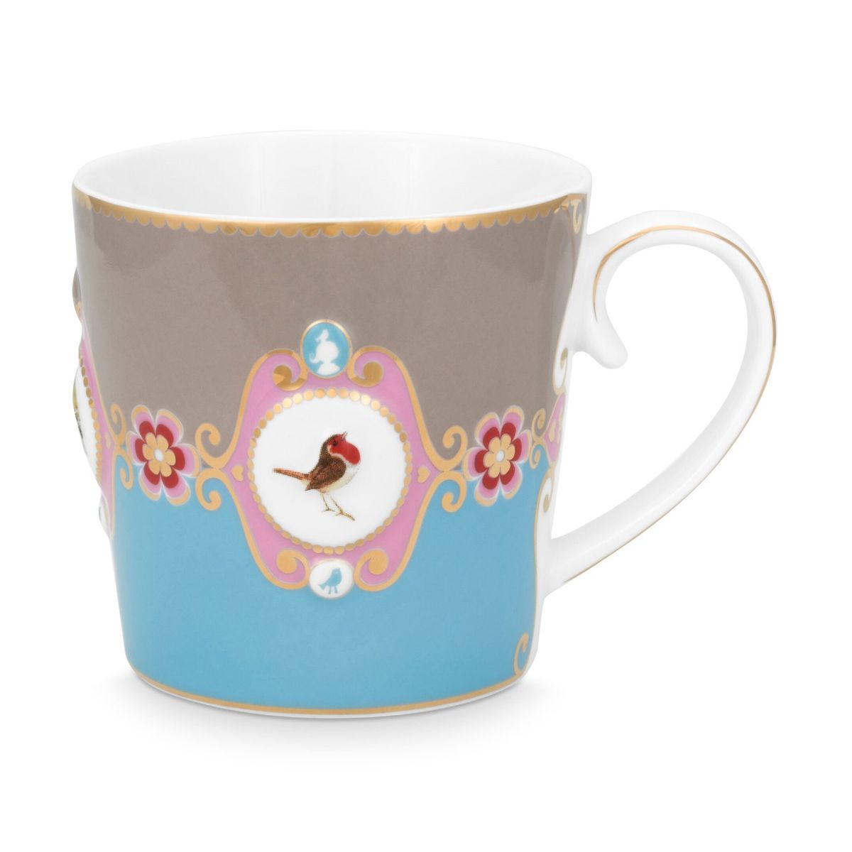 Mug Large Love Birds Medallion Blue-Khaki 250ml