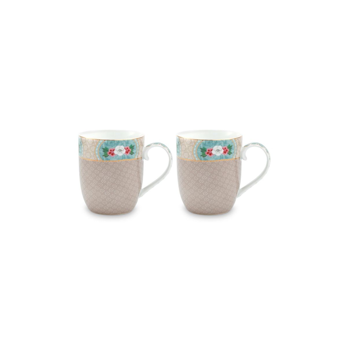 Set/2 Mugs Small Blushing Birds Khaki 145ml