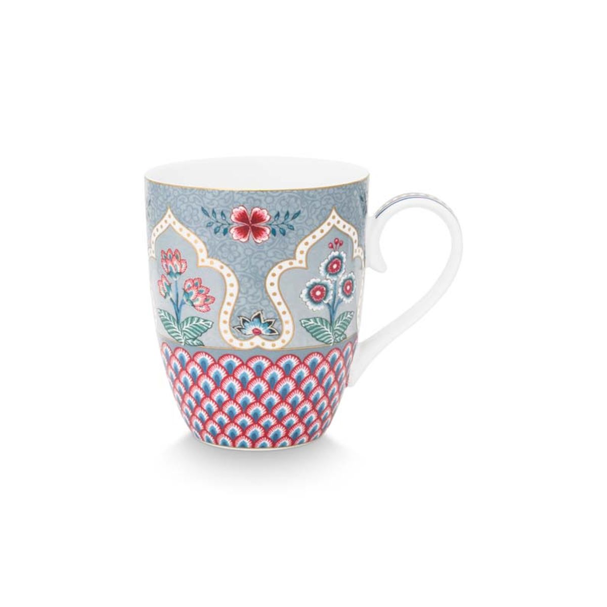 Mug Large Flower Festival Scallop Deco Light Blue 350ml