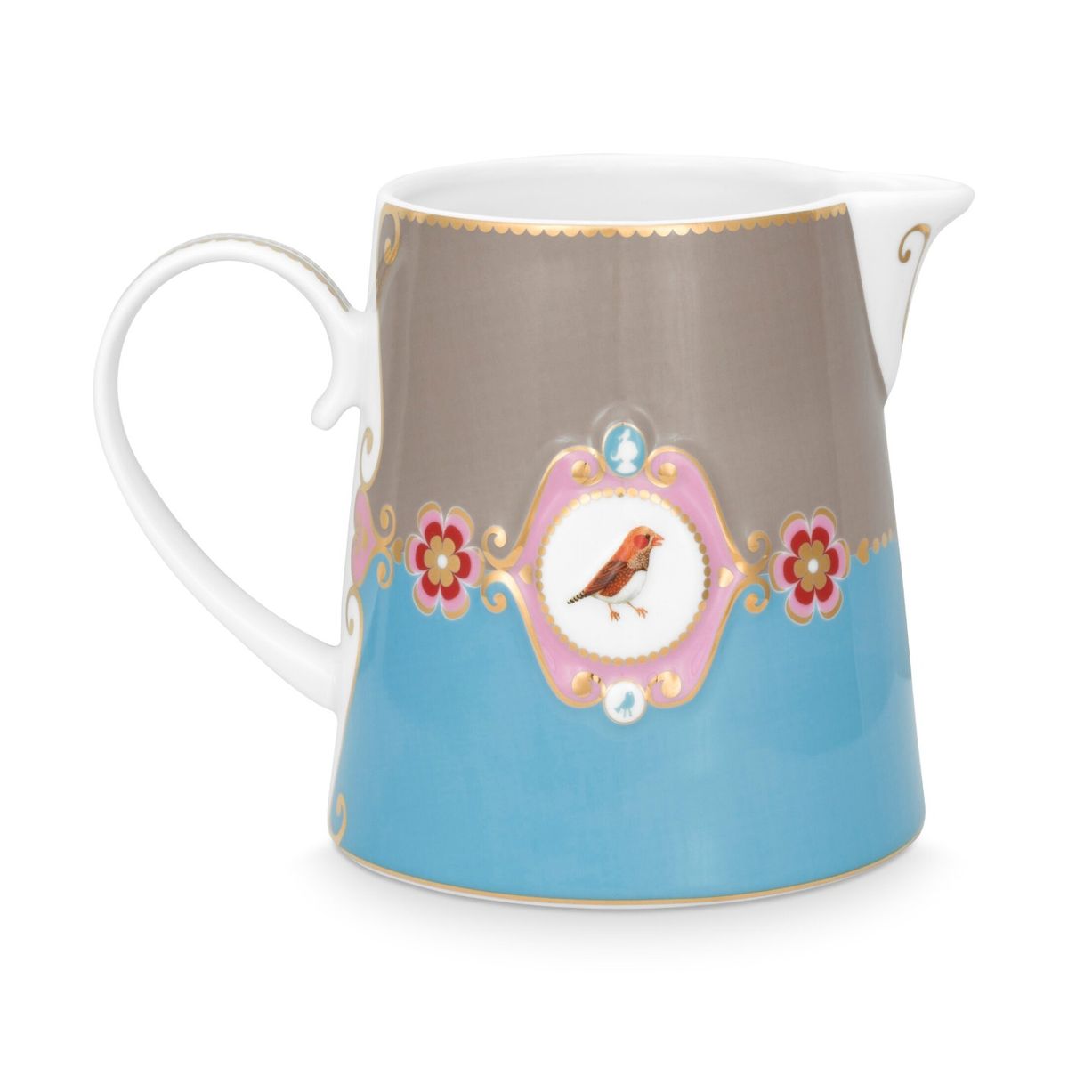 Pip Studio porcelæn Love Birds Medallion stor kande khaki/blå 900 ml