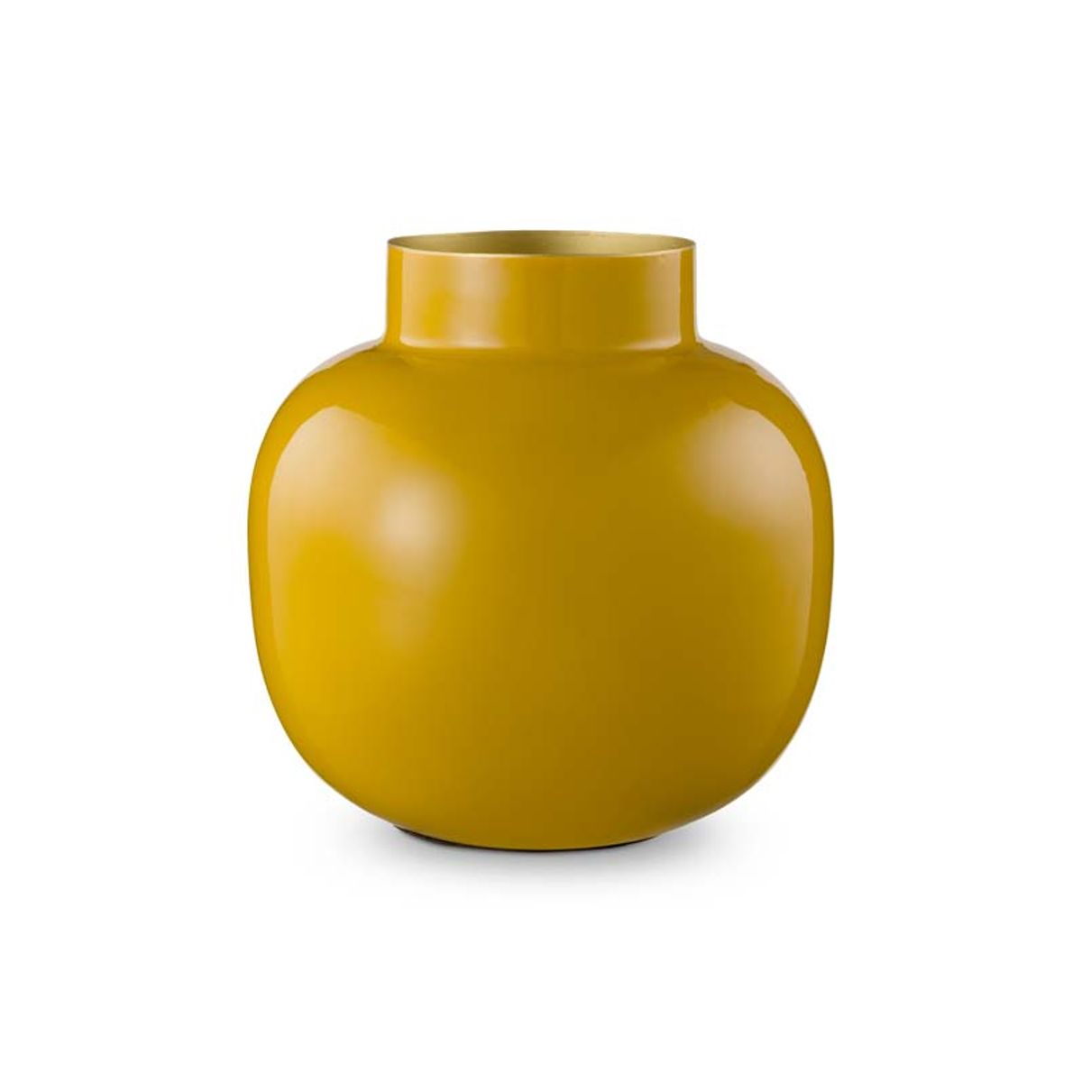 Vase Metal Round Yellow 25cm