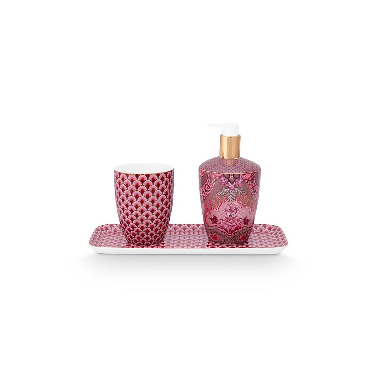 Set/3 Bathroom Accessories Kyoto Festival Dark Pink