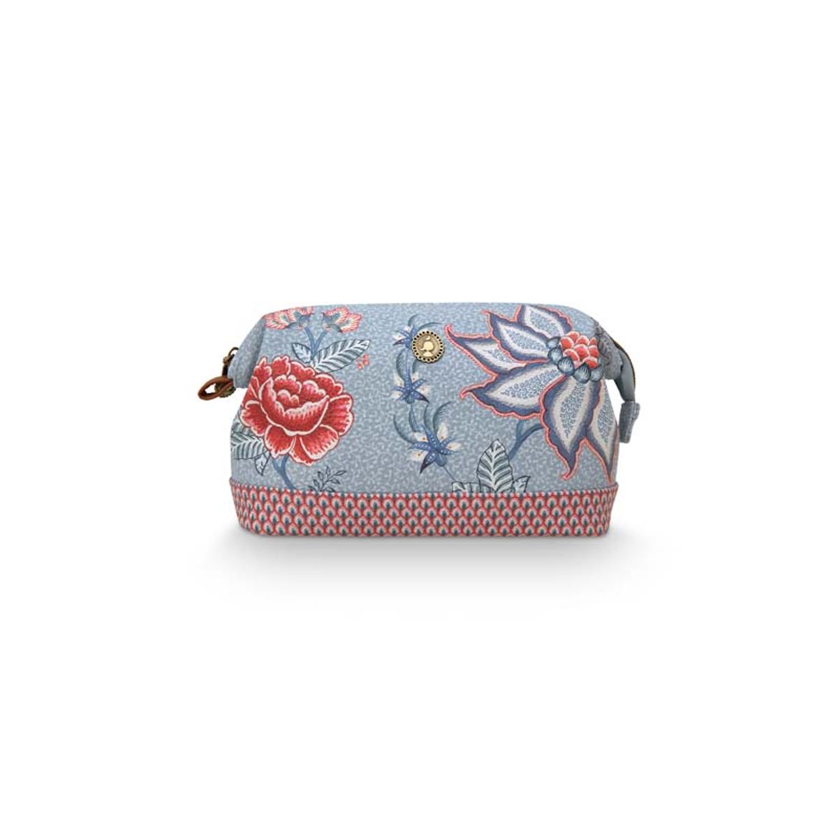 Cosmetic Bag Square Small Flower Festival Light Blue 20x10.5x7.5cm