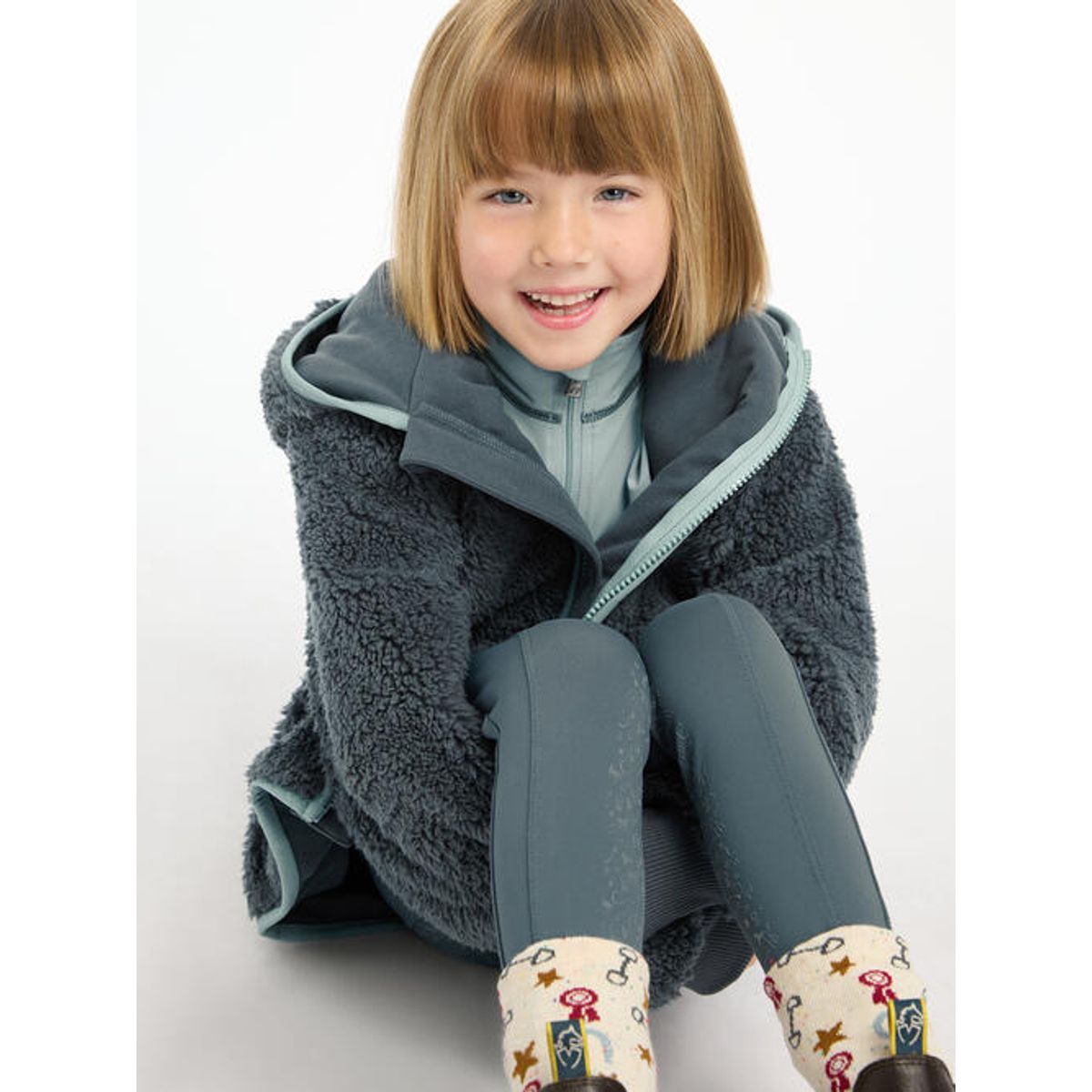 LeMieux AW24 Mini Teagan Fleece jakke - Petrol, 7-8 år