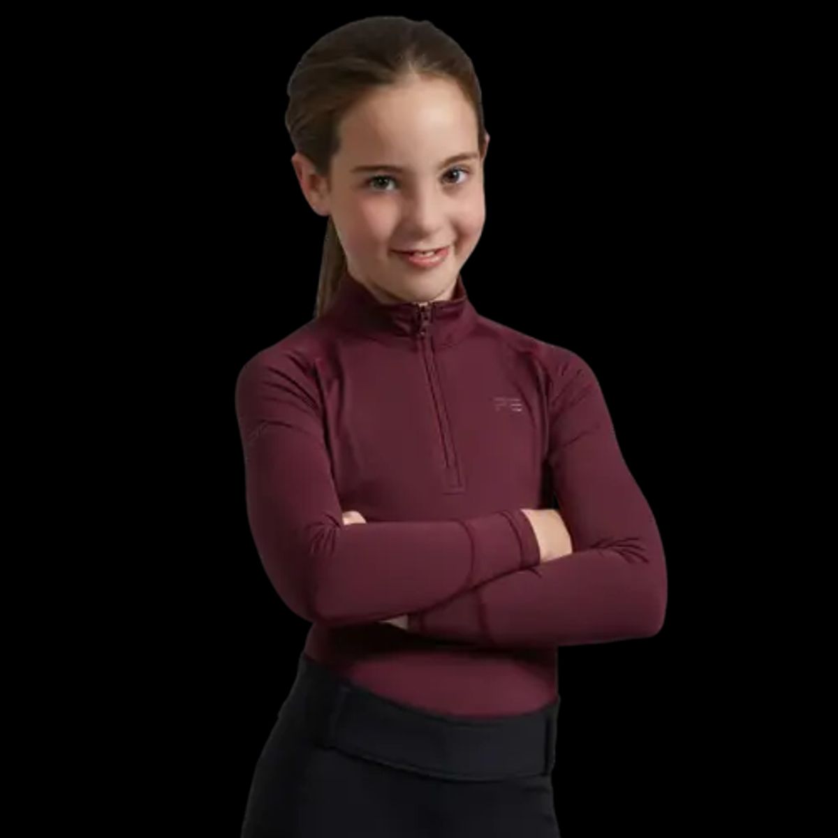 Premier Equine Junior Ombretta Technical ridebluse - Sort, 11-12 år