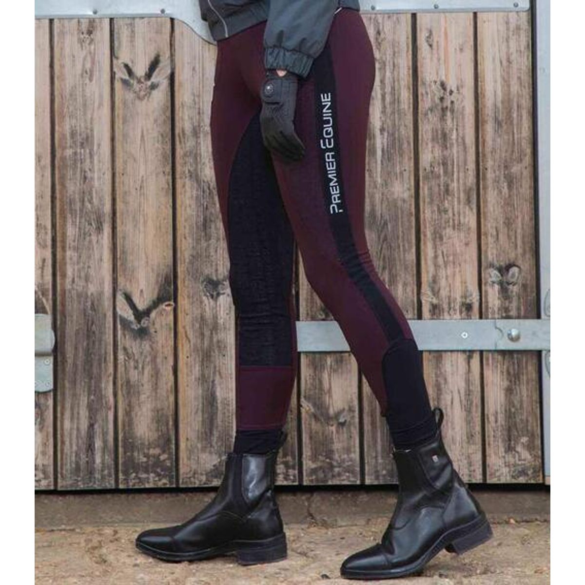 Premier Equine Astrid Pull-on børne ridetights - Vinrød