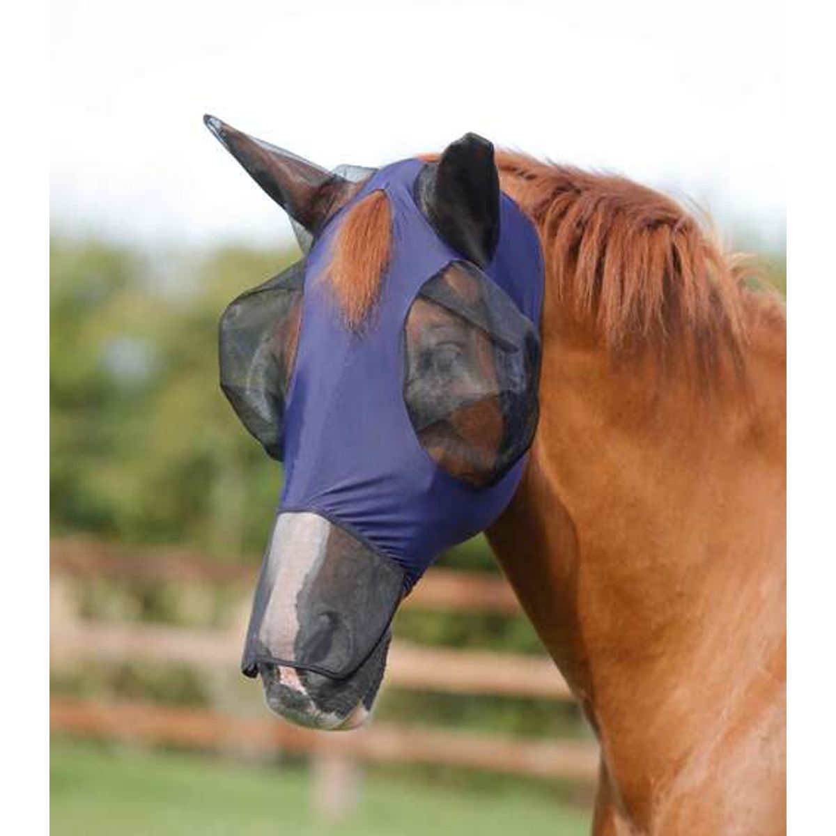 Premier Equine Comfort Lycra Xtra insektmaske med mulenet - Navy, M