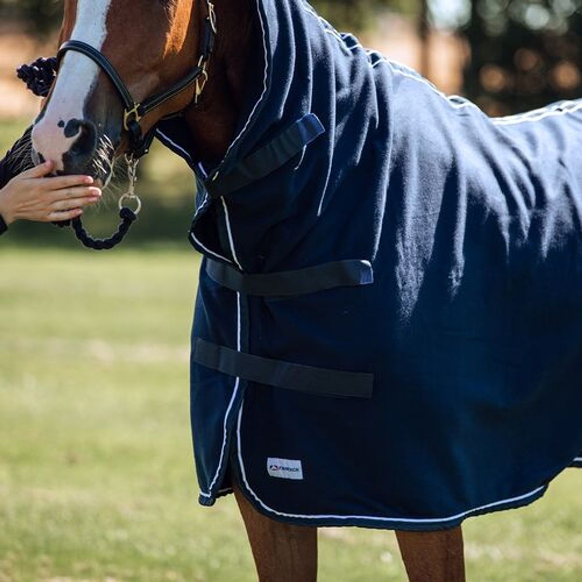 Finntack fleece dækken med høj hals - Navy, 155