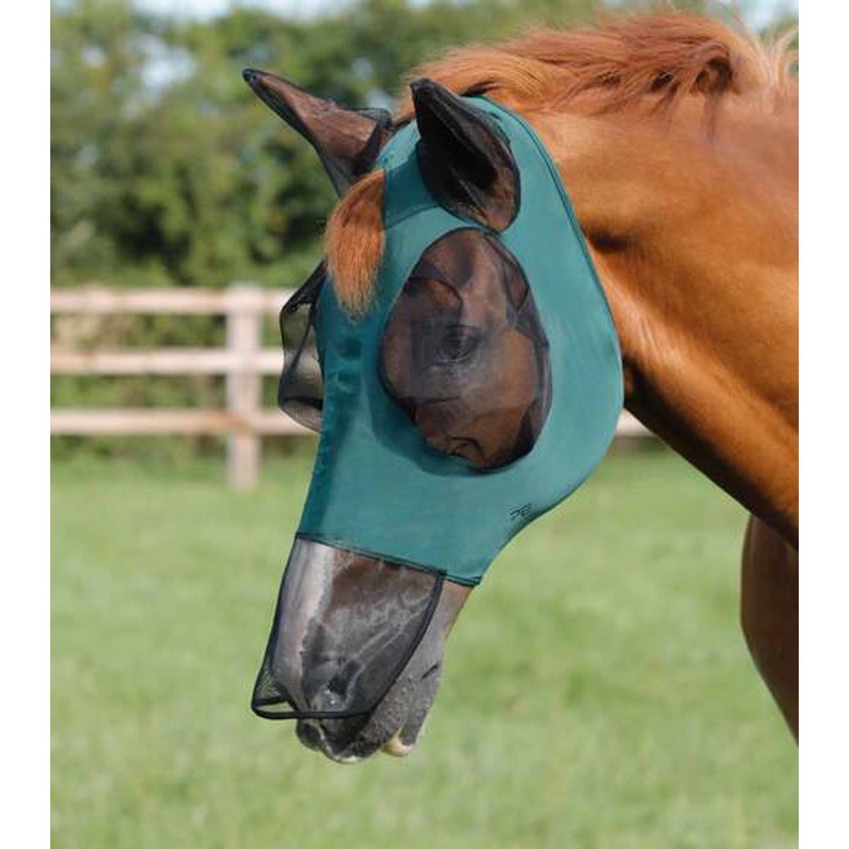 Premier Equine Comfort Lycra Xtra insektmaske med mulenet - Grøn, M