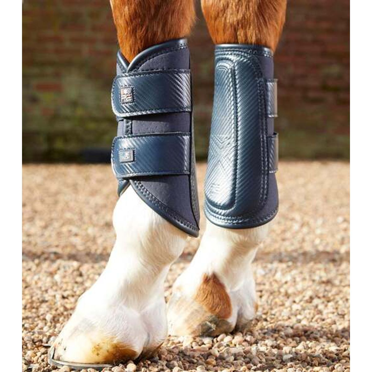 Premier Equine Carbon Air-Tech Double Locking Brushing Boots - L, Navy