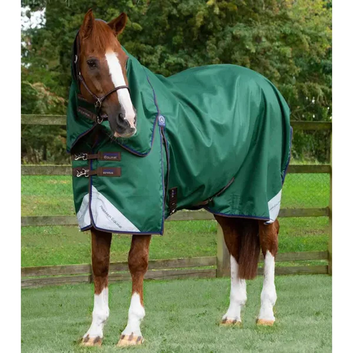 Premier Equine Akoni Stratus dækken med aftagelig hals - 0g - Grøn, 5,3" (120cm)