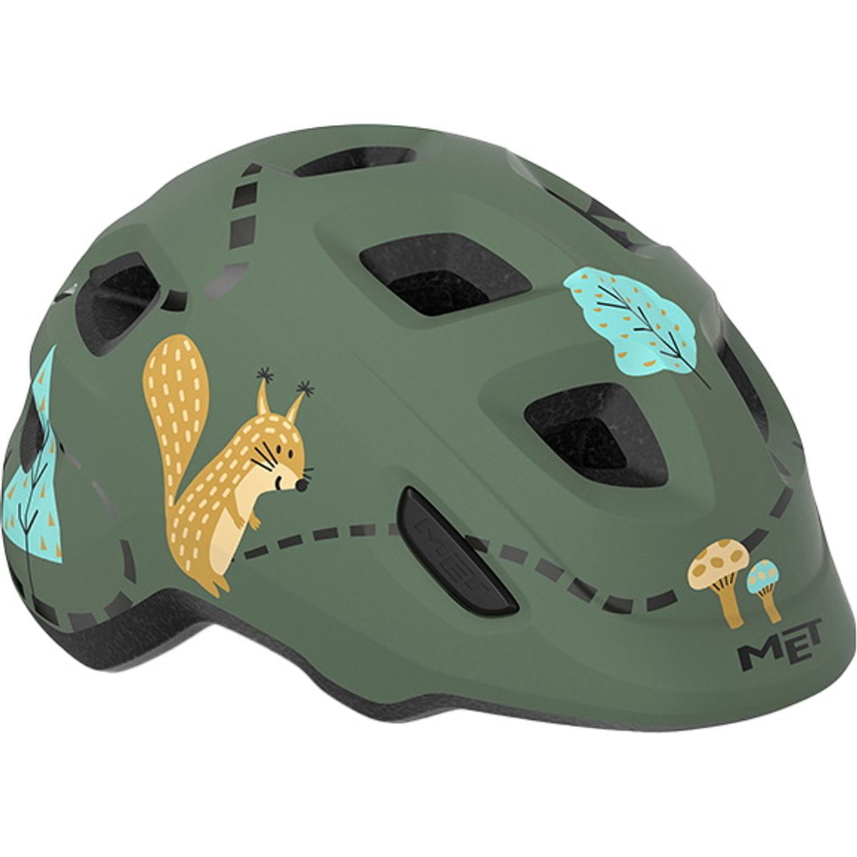 MET Helmet Hooray m. LED lys MIPS "Green Buckle" - Green Forest