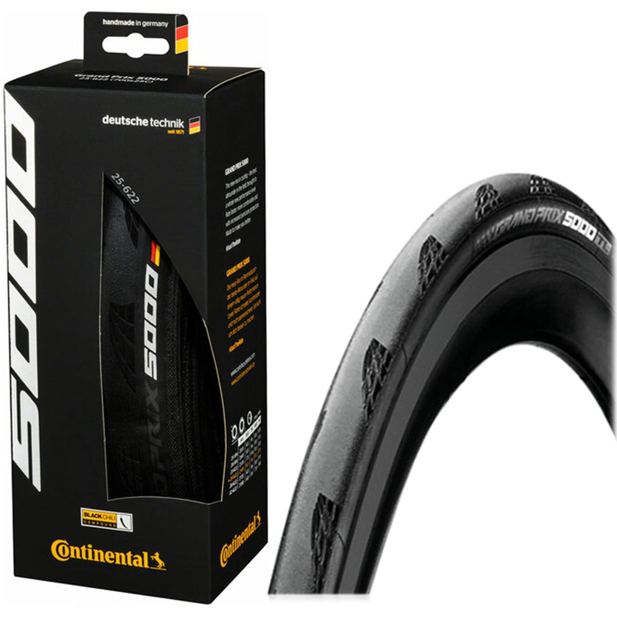 Continental Grand Prix 5000 Tubeless Folding Racerdæk 700x25c/32c - Sort