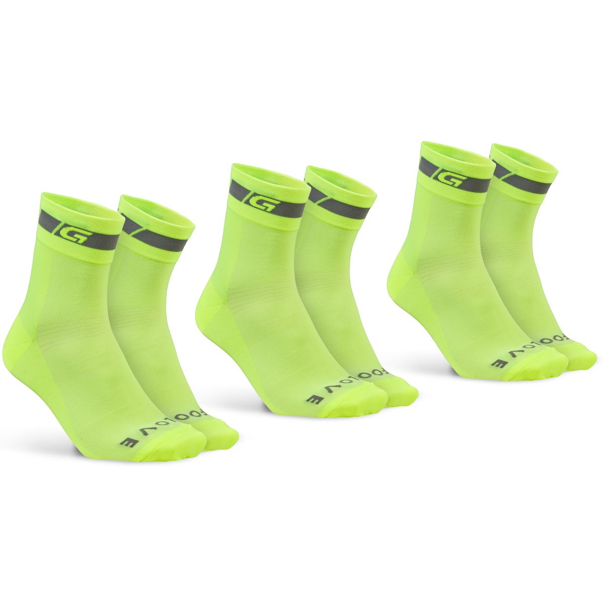 GripGrab Classic Regular Cut Sommersokker 3-Pack - Yellow Hi-Vis