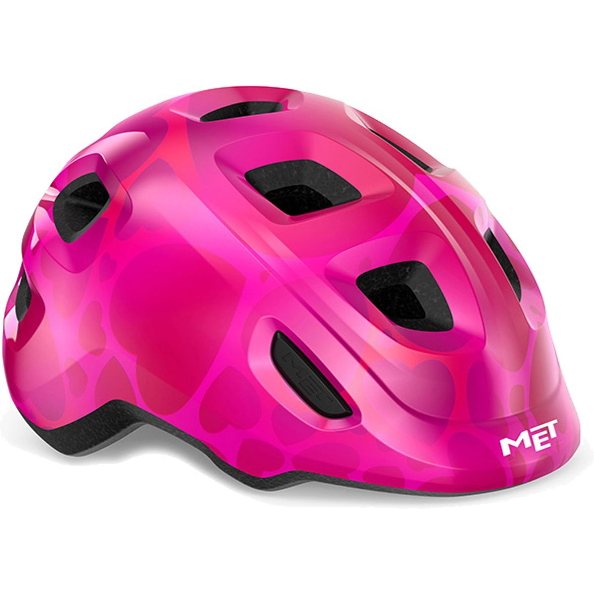 MET Helmet Hooray "Green Buckle" - Pink Hearts